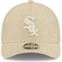 casquette-courbee-beige-snapback-9forty-m-crown-a-frame-cotton-weave-chicago-white-sox-mlb-new-era