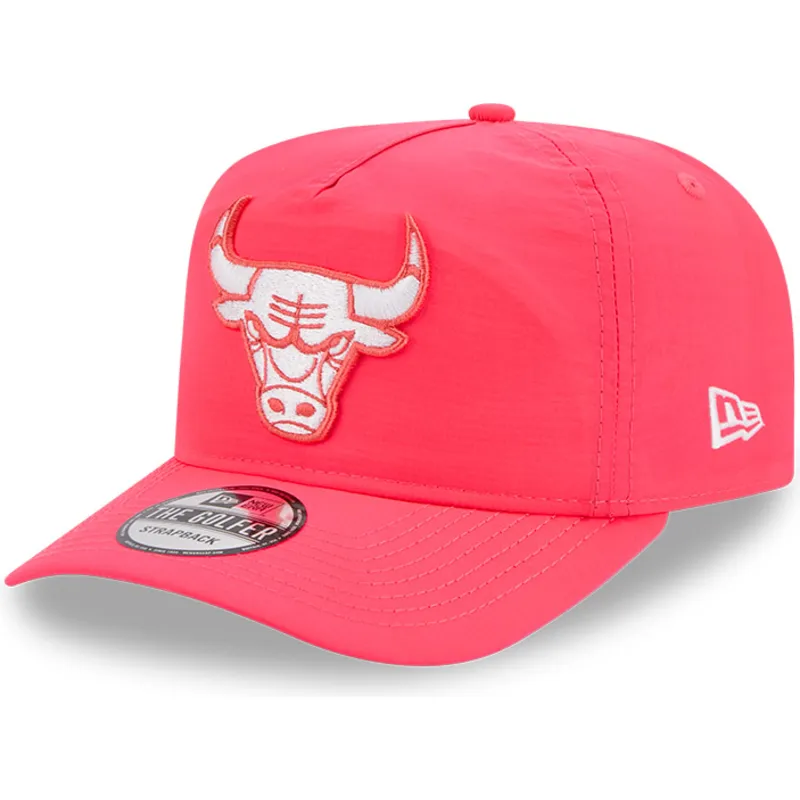 rosa-verstellbare-gebogene-kappe-golfer-everyday-nylon-von-chicago-bulls-nba-von-new-era