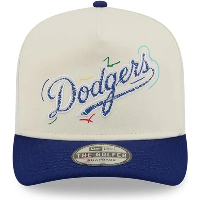 weisse-und-blaue-gebogene-snapback-kappe-golfer-team-scribble-der-los-angeles-dodgers-mlb-von-new-era weisse-und-blaue-gebogene-snapback-kappe-golfer-team-scribble-der-los-angeles-dodgers-mlb-von-new-era