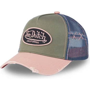 Casquette trucker verte, bleue et rose USED 03 Von Dutch