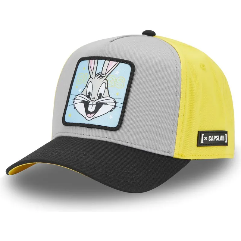 graue-gelbe-und-schwarze-gebogene-snapback-kappe-bugs-bunny-loo11-bep1-looney-tunes-von-capslab