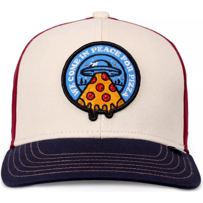 beige-rote-und-blaue-gebogene-snapback-kappe-fur-kinder-peace-pizza-food-von-djinns beige-rote-und-blaue-gebogene-snapback-kappe-fur-kinder-peace-pizza-food-von-djinns