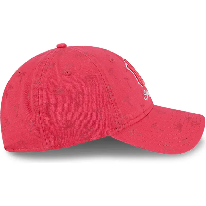 gebogene-rosa-verstellbare-damenkappe-9twenty-pattern-spring-training-fan-pack-2025-der-new-york-yankees-mlb-von-new-era
