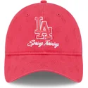 gebogene-rosa-verstellbare-damenkappe-9twenty-pattern-spring-training-fan-pack-2025-der-los-angeles-dodgers-mlb-von-new-era