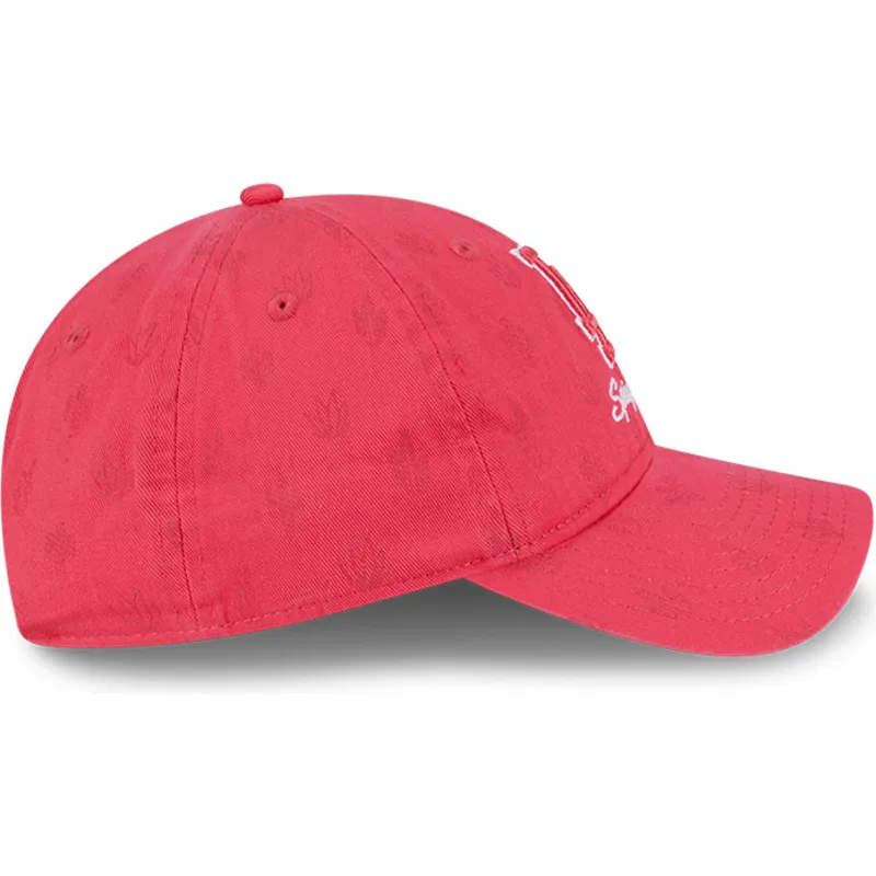 gebogene-rosa-verstellbare-damenkappe-9twenty-pattern-spring-training-fan-pack-2025-der-los-angeles-dodgers-mlb-von-new-era
