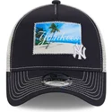trucker-cap-marineblau-und-weiss-9forty-a-frame-patch-spring-training-fan-pack-2025-von-new-york-yankees-mlb-von-new-era