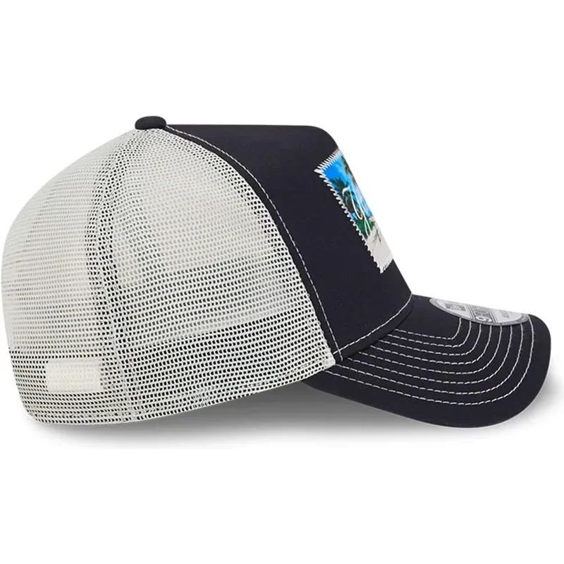 trucker-cap-marineblau-und-weiss-9forty-a-frame-patch-spring-training-fan-pack-2025-von-new-york-yankees-mlb-von-new-era