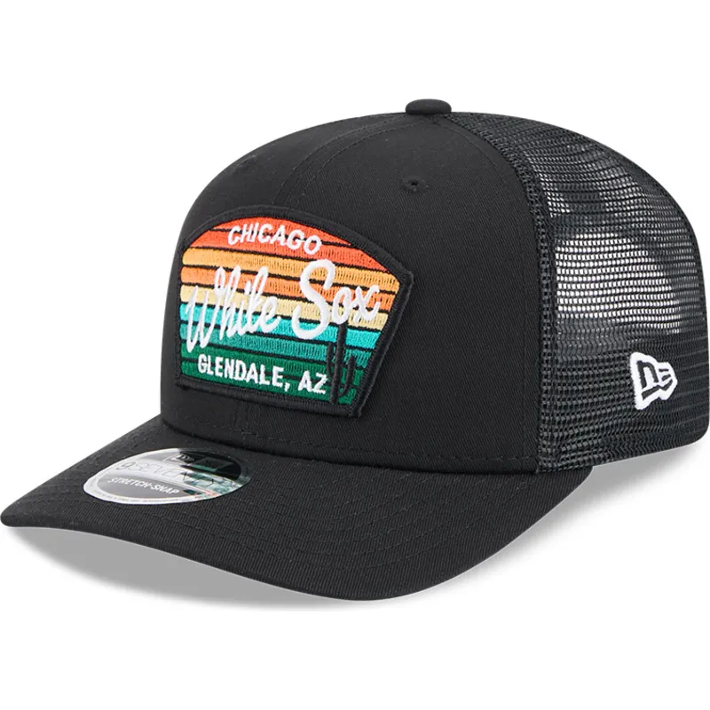 schwarze-trucker-cap-9seventy-stretch-snap-mesh-spring-training-fan-pack-2025-der-chicago-white-sox-mlb-von-new-era