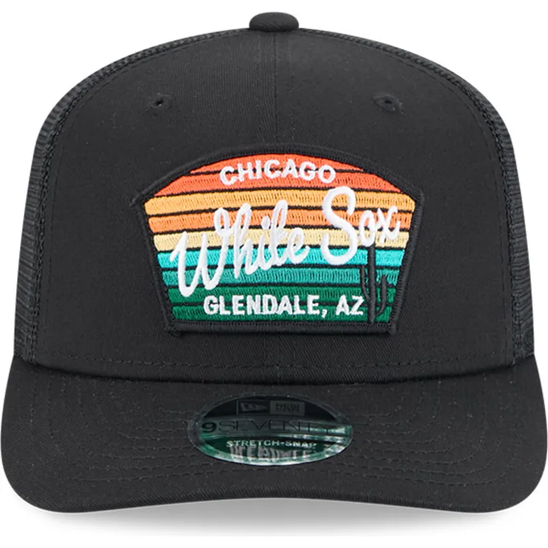 schwarze-trucker-cap-9seventy-stretch-snap-mesh-spring-training-fan-pack-2025-der-chicago-white-sox-mlb-von-new-era
