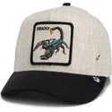 beige-und-schwarze-gebogene-snapback-kappe-skorpion-deadly-lethal-linen-rugged-comfort-the-farm-von-goorin-bros