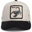 beige-und-schwarze-gebogene-snapback-kappe-skorpion-deadly-lethal-linen-rugged-comfort-the-farm-von-goorin-bros