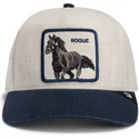 beige-und-marineblaue-gebogene-snapback-kappe-pferd-rogue-thread-rebel-rugged-comfort-the-farm-von-goorin-bros