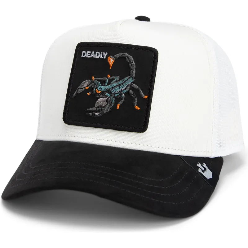 trucker-cap-beige-und-schwarz-skorpion-deadly-the-suede-scorpion-global-core-micro-suede-the-farm-von-goorin-bros