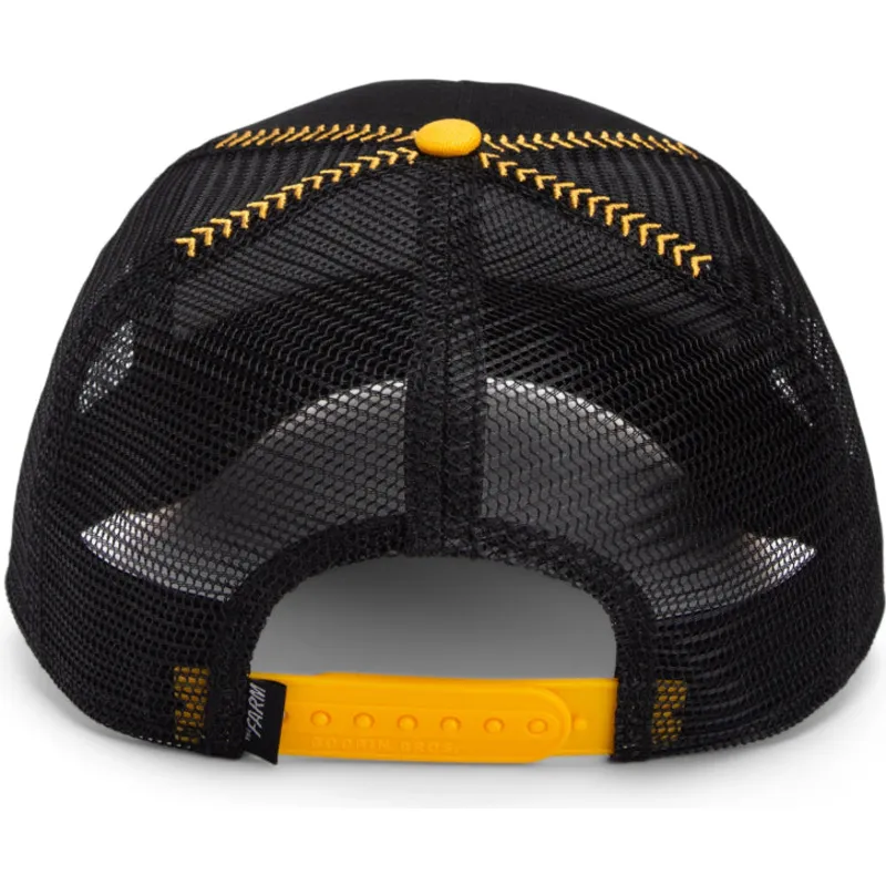 trucker-cap-schwarz-und-gelb-papagei-the-rowdy-bird-fab-farm-von-goorin-bros