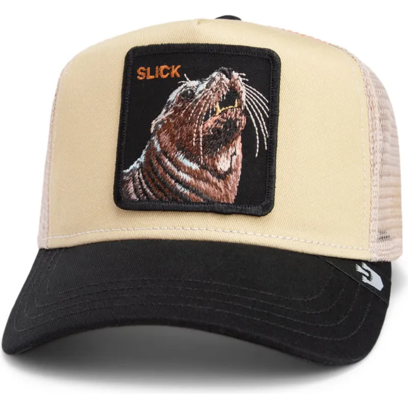 trucker-cap-beige-und-schwarz-robbe-the-slick-seal-fab-farm-von-goorin-bros trucker-cap-beige-und-schwarz-robbe-the-slick-seal-fab-farm-von-goorin-bros
