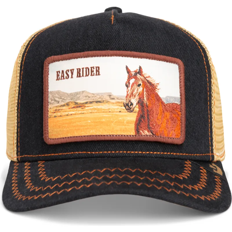 schwarze-trucker-kappe-pferd-easy-rider-wild-heart-the-farm-von-goorin-bros schwarze-trucker-kappe-pferd-easy-rider-wild-heart-the-farm-von-goorin-bros