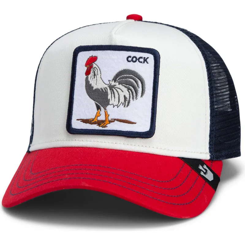 goorin-bros-cock-team-rooster-original-recipe-team-pride-the-farm-weisse-marineblaue-und-rote-trucker-mutze goorin-bros-cock-team-rooster-original-recipe-team-pride-the-farm-weisse-marineblaue-und-rote-trucker-mutze