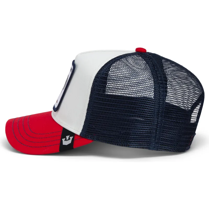 goorin-bros-cock-team-rooster-original-recipe-team-pride-the-farm-weisse-marineblaue-und-rote-trucker-mutze goorin-bros-cock-team-rooster-original-recipe-team-pride-the-farm-weisse-marineblaue-und-rote-trucker-mutze