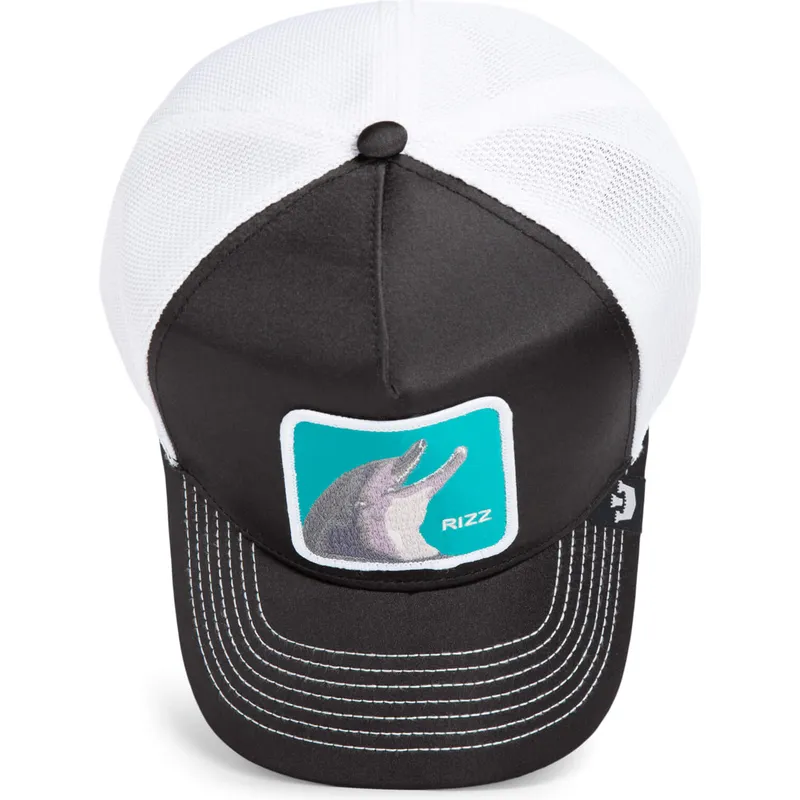 goorin-bros-dolphin-rizz-rizzky-bizznizz-great-escape-the-farm-schwarz-weisse-trucker-mutze