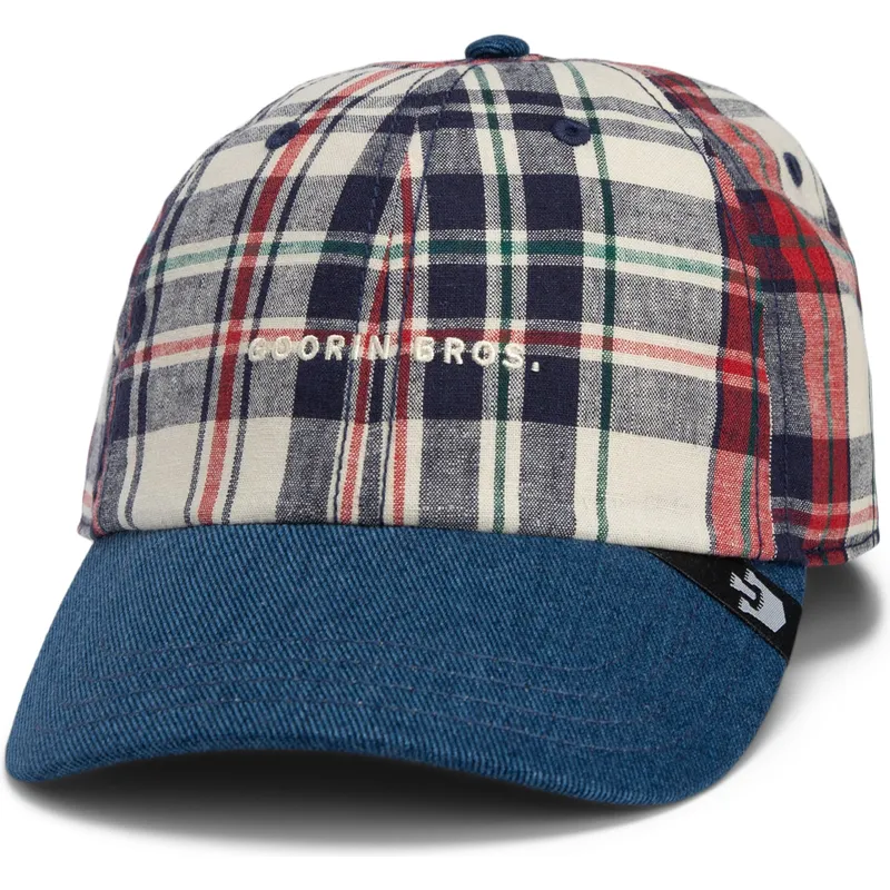 goorin-bros-curved-brim-raised-in-a-barn-papa-cap-madras-the-farm-marineblaue-und-rote-snapback-cap goorin-bros-curved-brim-raised-in-a-barn-papa-cap-madras-the-farm-marineblaue-und-rote-snapback-cap