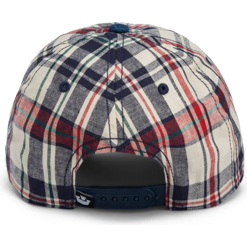 goorin-bros-curved-brim-raised-in-a-barn-papa-cap-madras-the-farm-marineblaue-und-rote-snapback-cap goorin-bros-curved-brim-raised-in-a-barn-papa-cap-madras-the-farm-marineblaue-und-rote-snapback-cap