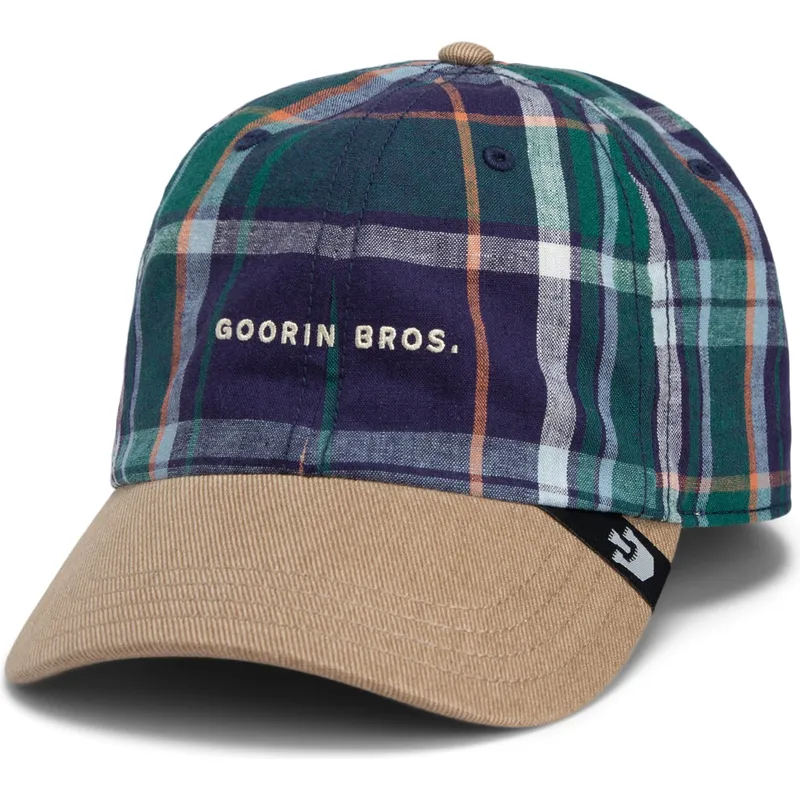 goorin-bros-curved-brim-hardly-working-papa-cap-madras-the-farm-marineblaue-und-braune-snapback-cap goorin-bros-curved-brim-hardly-working-papa-cap-madras-the-farm-marineblaue-und-braune-snapback-cap