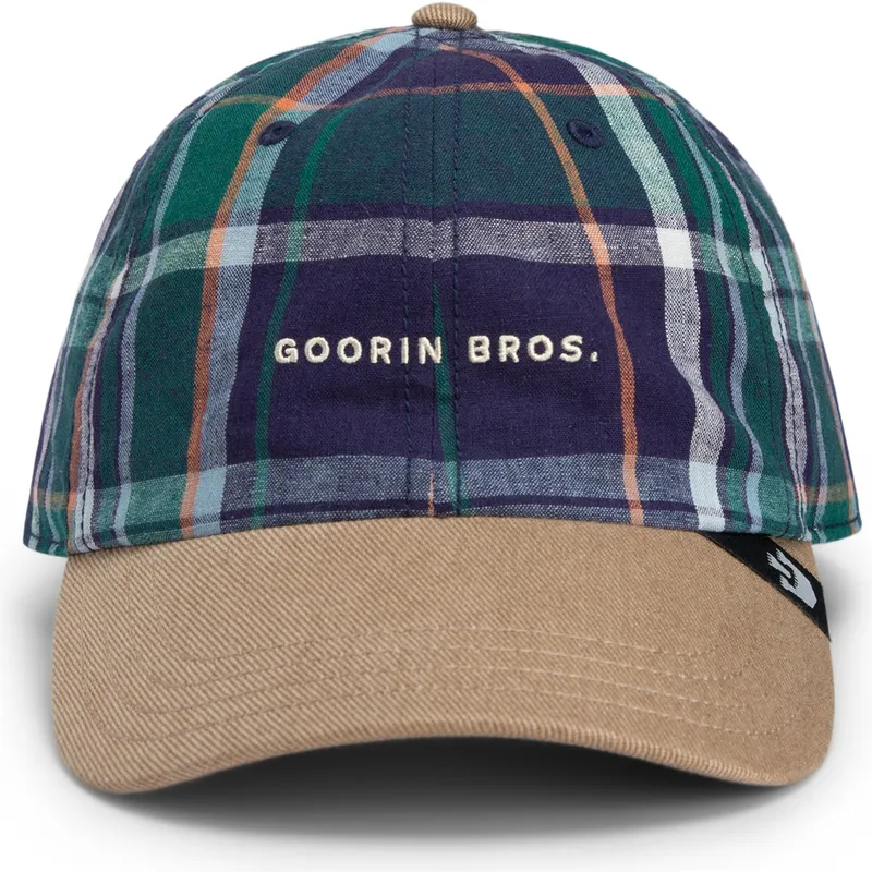 goorin-bros-curved-brim-hardly-working-papa-cap-madras-the-farm-marineblaue-und-braune-snapback-cap goorin-bros-curved-brim-hardly-working-papa-cap-madras-the-farm-marineblaue-und-braune-snapback-cap