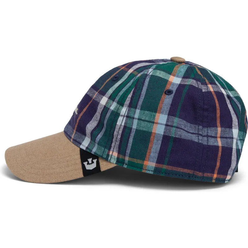 goorin-bros-curved-brim-hardly-working-papa-cap-madras-the-farm-marineblaue-und-braune-snapback-cap goorin-bros-curved-brim-hardly-working-papa-cap-madras-the-farm-marineblaue-und-braune-snapback-cap