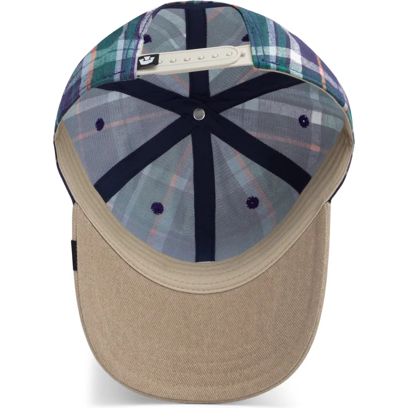goorin-bros-curved-brim-hardly-working-papa-cap-madras-the-farm-marineblaue-und-braune-snapback-cap goorin-bros-curved-brim-hardly-working-papa-cap-madras-the-farm-marineblaue-und-braune-snapback-cap