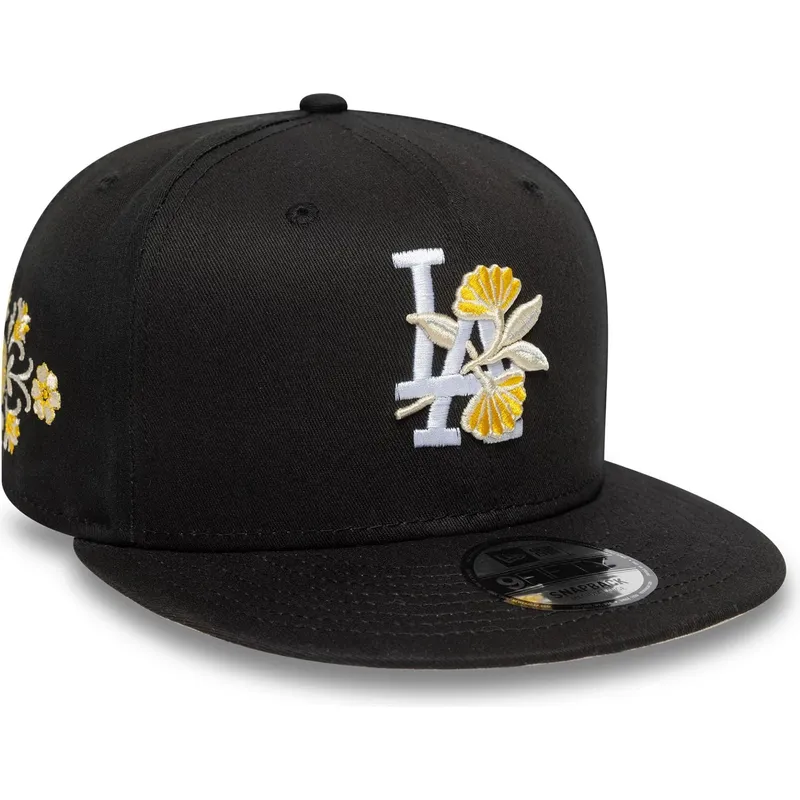 schwarze-flache-snapback-kappe-9fifty-floral-der-los-angeles-dodgers-mlb-von-new-era schwarze-flache-snapback-kappe-9fifty-floral-der-los-angeles-dodgers-mlb-von-new-era