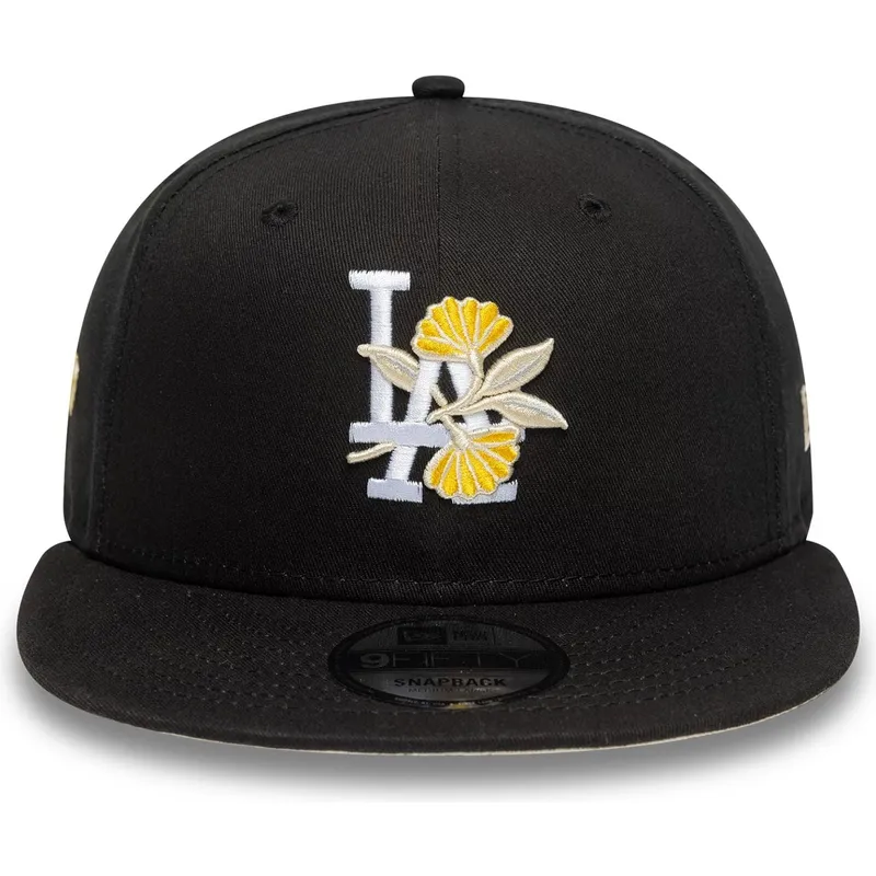 schwarze-flache-snapback-kappe-9fifty-floral-der-los-angeles-dodgers-mlb-von-new-era schwarze-flache-snapback-kappe-9fifty-floral-der-los-angeles-dodgers-mlb-von-new-era