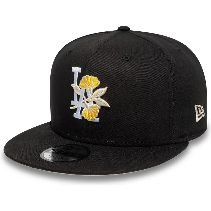 schwarze-flache-snapback-kappe-9fifty-floral-der-los-angeles-dodgers-mlb-von-new-era schwarze-flache-snapback-kappe-9fifty-floral-der-los-angeles-dodgers-mlb-von-new-era