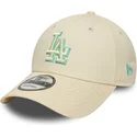 beige-verstellbare-curved-cap-mit-grunem-logo-9forty-team-outline-der-los-angeles-dodgers-mlb-von-new-era