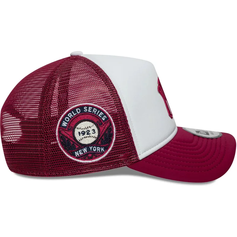 trucker-cap-weiss-und-rot-mit-rotem-logo-e-frame-world-series-von-new-york-yankees-mlb-von-new-era