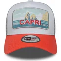 weisse-und-orangefarbene-trucker-cap-capri-italy-a-frame-summer-von-new-era