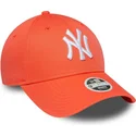 casquette-courbee-orange-ajustable-pour-femme-9forty-league-essential-new-york-yankees-mlb-new-era