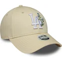 beige-verstellbare-curved-cap-fur-damen-9forty-floral-icon-der-los-angeles-dodgers-mlb-von-new-era