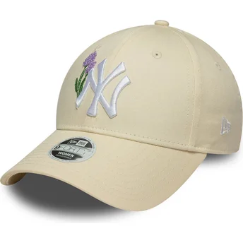 Mützen gebogen beige verstellbares band 9FORTY Beaded der New York Yankees MLB von New Era