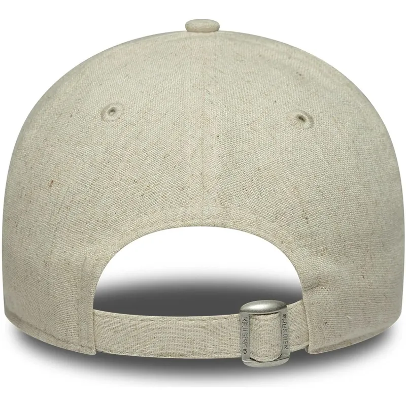 beige-verstellbare-curved-cap-fur-damen-mit-beigem-logo-9twenty-linen-der-new-york-yankees-mlb-von-new-era