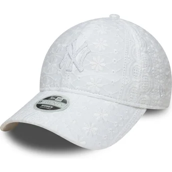 Mützen gebogen weiß verstellbares band 9TWENTY Broderie der New York Yankees MLB von New Era