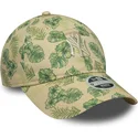 casquette-courbee-beige-ajustable-pour-femme-9twenty-all-over-print-tropical-new-york-yankees-mlb-new-era