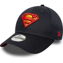 marineblaue-verstellbare-gebogene-kappe-fur-kinder-9forty-all-over-print-von-superman-dc-comics-von-new-era
