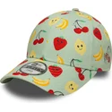 grune-gebogene-verstellbare-kappe-fur-kinder-9forty-all-over-print-fruit-von-new-era