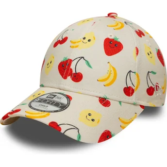 Casquette courbée beige ajustable pour enfant 9FORTY All Over Print Fruit New Era
