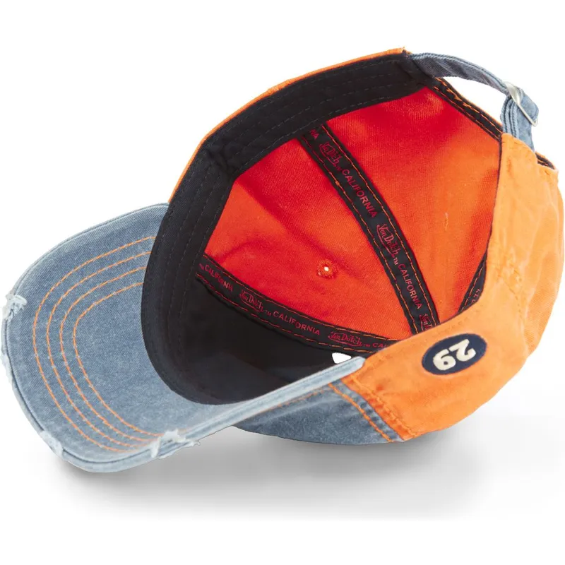 blaue-und-orangefarbene-verstellbare-curved-cap-retro02-von-von-dutch