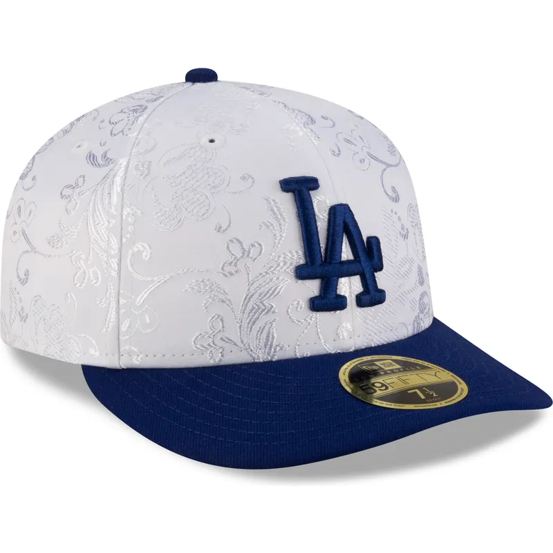 weisse-und-blaue-anliegende-flat-cap-59fifty-day-low-profile-der-los-angeles-dodgers-mlb-von-new-era weisse-und-blaue-anliegende-flat-cap-59fifty-day-low-profile-der-los-angeles-dodgers-mlb-von-new-era