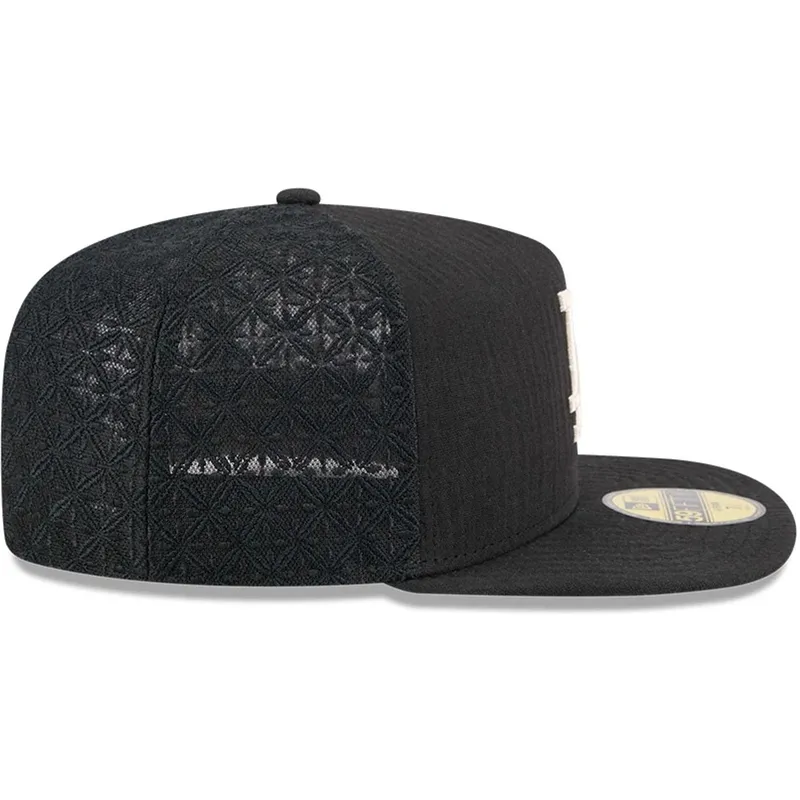 schwarze-enganliegende-flat-cap-59fifty-day-a-frame-der-los-angeles-dodgers-mlb-von-new-era