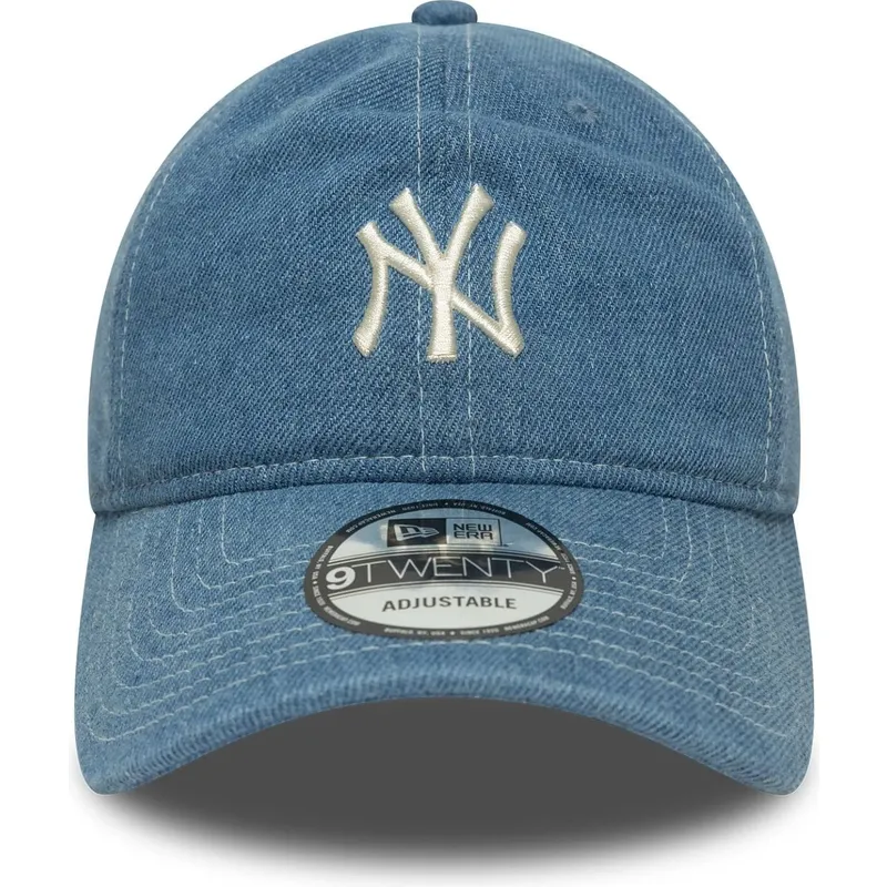 blaue-gebogene-verstellbare-9twenty-denim-kappe-der-new-york-yankees-mlb-von-new-era blaue-gebogene-verstellbare-9twenty-denim-kappe-der-new-york-yankees-mlb-von-new-era