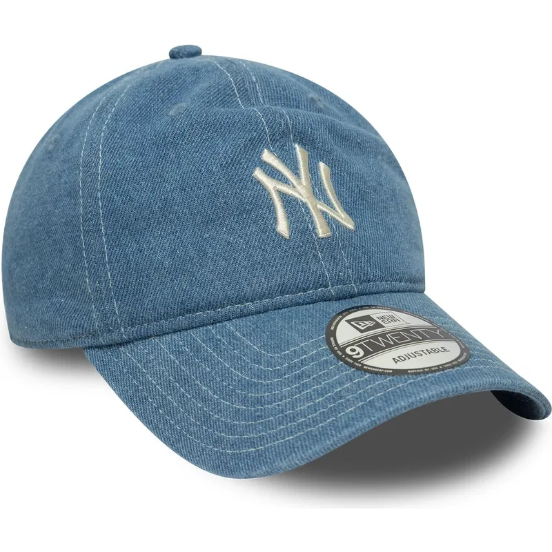 blaue-gebogene-verstellbare-9twenty-denim-kappe-der-new-york-yankees-mlb-von-new-era blaue-gebogene-verstellbare-9twenty-denim-kappe-der-new-york-yankees-mlb-von-new-era