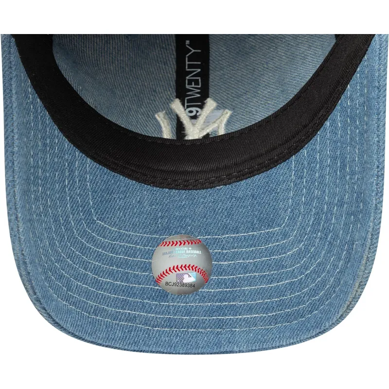 blaue-gebogene-verstellbare-9twenty-denim-kappe-der-new-york-yankees-mlb-von-new-era blaue-gebogene-verstellbare-9twenty-denim-kappe-der-new-york-yankees-mlb-von-new-era